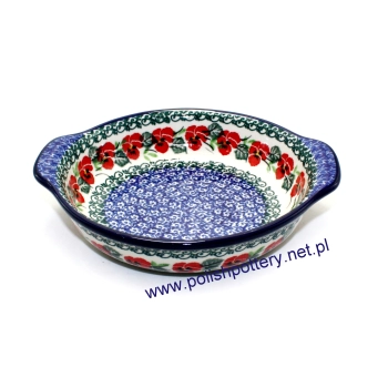 MISKA / Zapiek z uchwytami Ø17cm dek. 2538X Czerwone Bratki